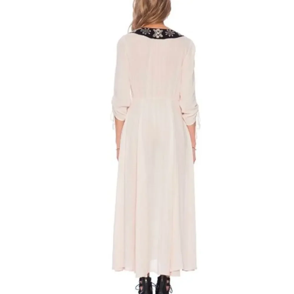 Free People Size 2 Embroidered Sheer Pink Dress